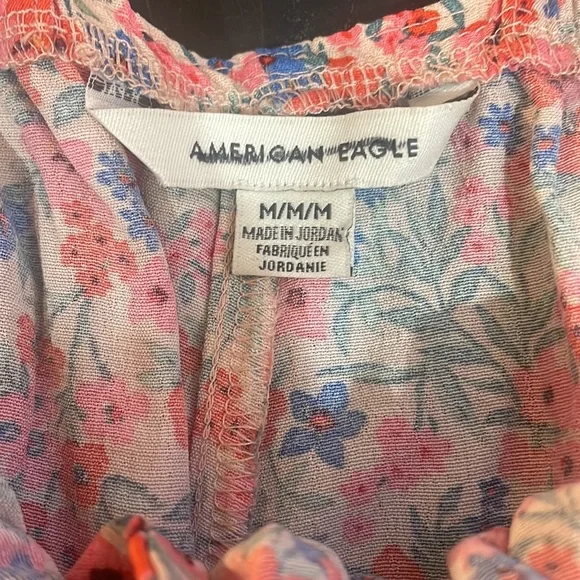 American Eagle floral jumper,shorts, V neck, Pink, Blue,White, bow tie,Medium - Picture 10 of 13